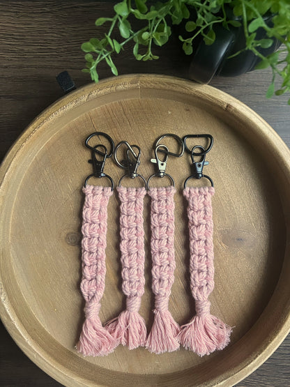 Macrame Fringe Keychain - Pink