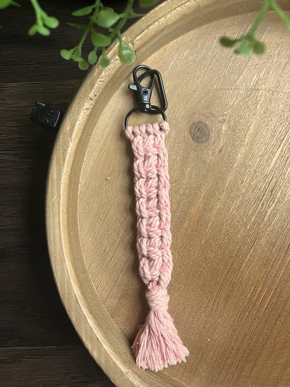 Macrame Fringe Keychain - Pink