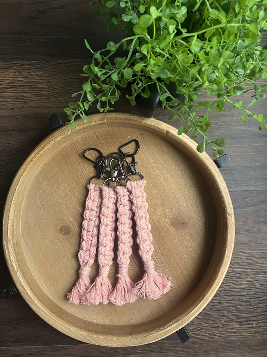 Macrame Fringe Keychain - Pink